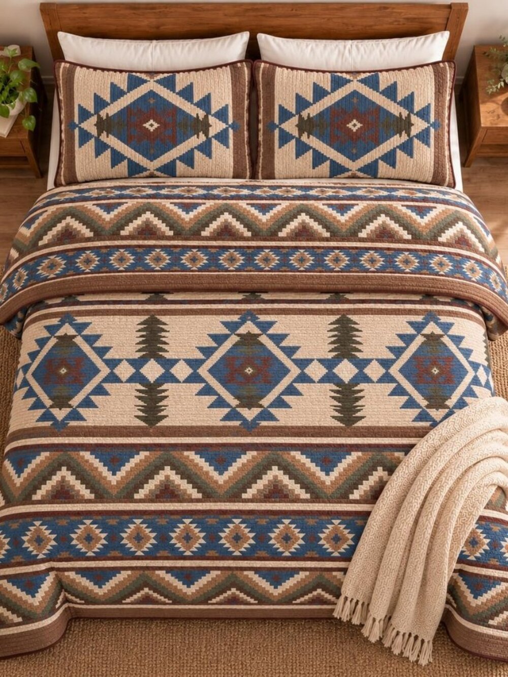 Rustic Western Southwestern Native American Tribal Navajo Design Oversized